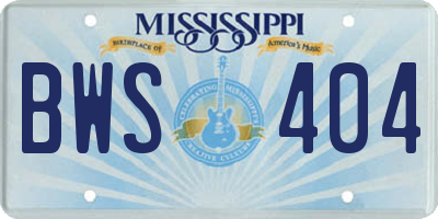 MS license plate BWS404