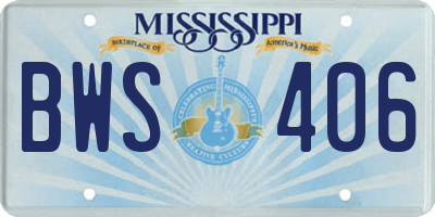 MS license plate BWS406