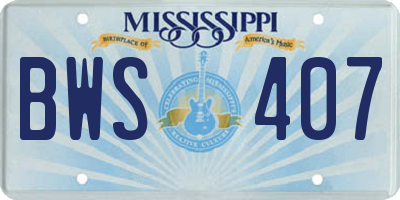 MS license plate BWS407