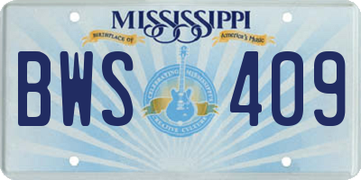 MS license plate BWS409