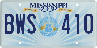 MS license plate BWS410