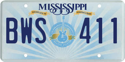 MS license plate BWS411
