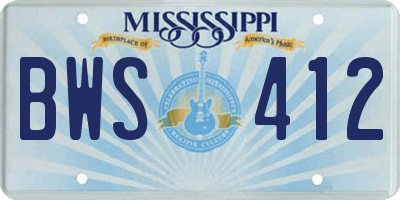 MS license plate BWS412