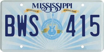 MS license plate BWS415