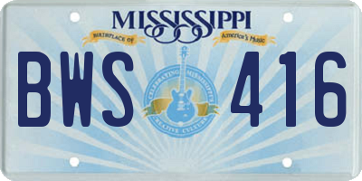 MS license plate BWS416