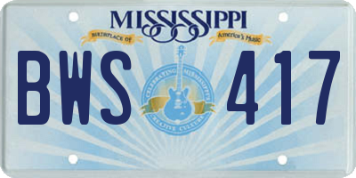 MS license plate BWS417