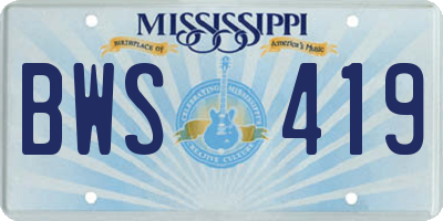 MS license plate BWS419
