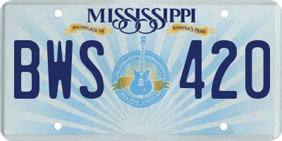 MS license plate BWS420