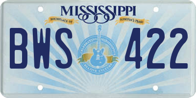 MS license plate BWS422