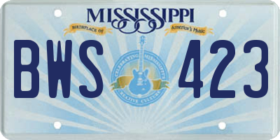 MS license plate BWS423