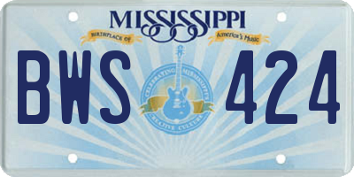 MS license plate BWS424