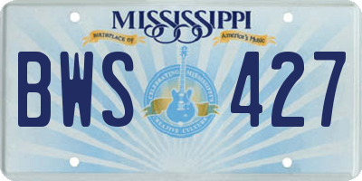 MS license plate BWS427