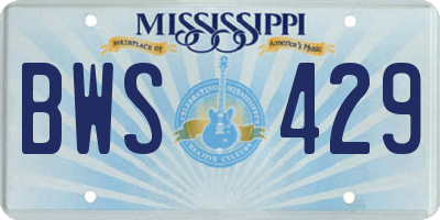 MS license plate BWS429