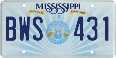 MS license plate BWS431