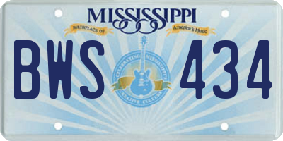 MS license plate BWS434