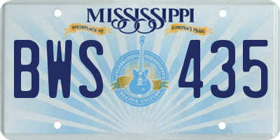 MS license plate BWS435