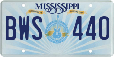 MS license plate BWS440