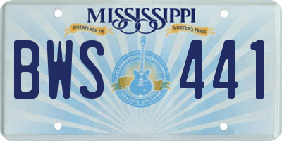 MS license plate BWS441