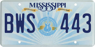 MS license plate BWS443
