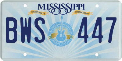 MS license plate BWS447