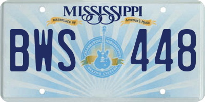 MS license plate BWS448