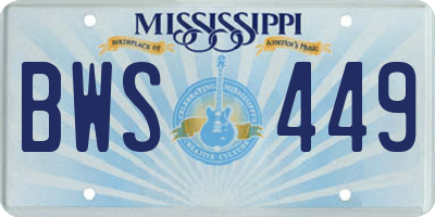 MS license plate BWS449
