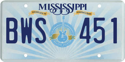 MS license plate BWS451