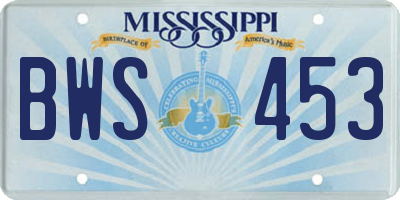 MS license plate BWS453