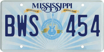 MS license plate BWS454
