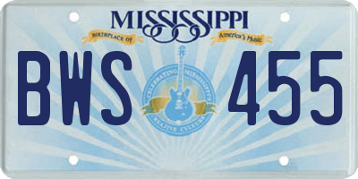 MS license plate BWS455