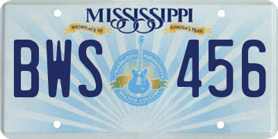 MS license plate BWS456