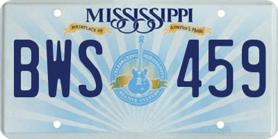 MS license plate BWS459