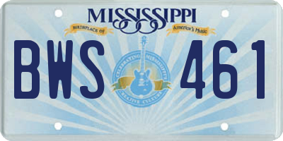 MS license plate BWS461