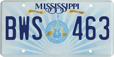 MS license plate BWS463