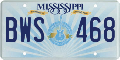 MS license plate BWS468