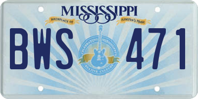 MS license plate BWS471