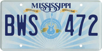 MS license plate BWS472