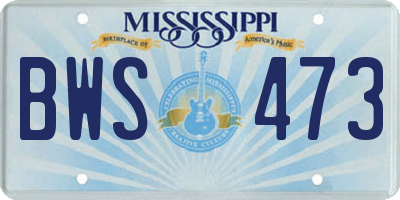 MS license plate BWS473