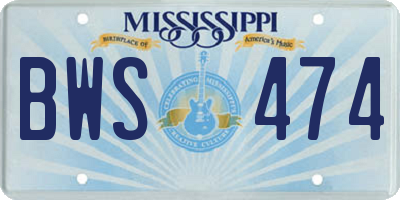 MS license plate BWS474
