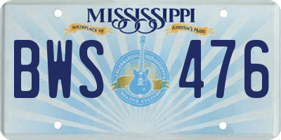 MS license plate BWS476