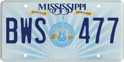 MS license plate BWS477