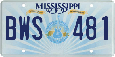 MS license plate BWS481