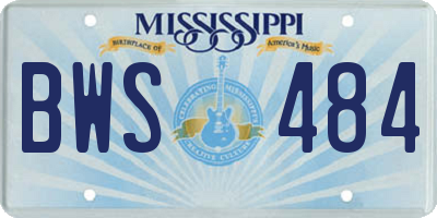 MS license plate BWS484