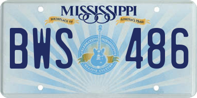 MS license plate BWS486