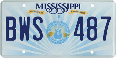 MS license plate BWS487