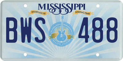 MS license plate BWS488