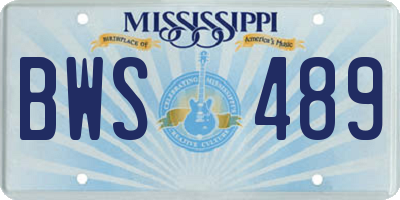 MS license plate BWS489