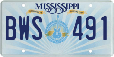 MS license plate BWS491