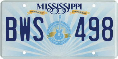 MS license plate BWS498
