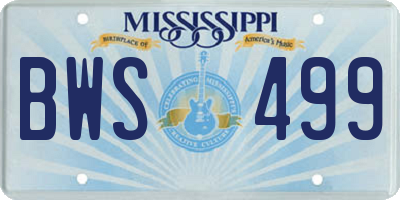 MS license plate BWS499